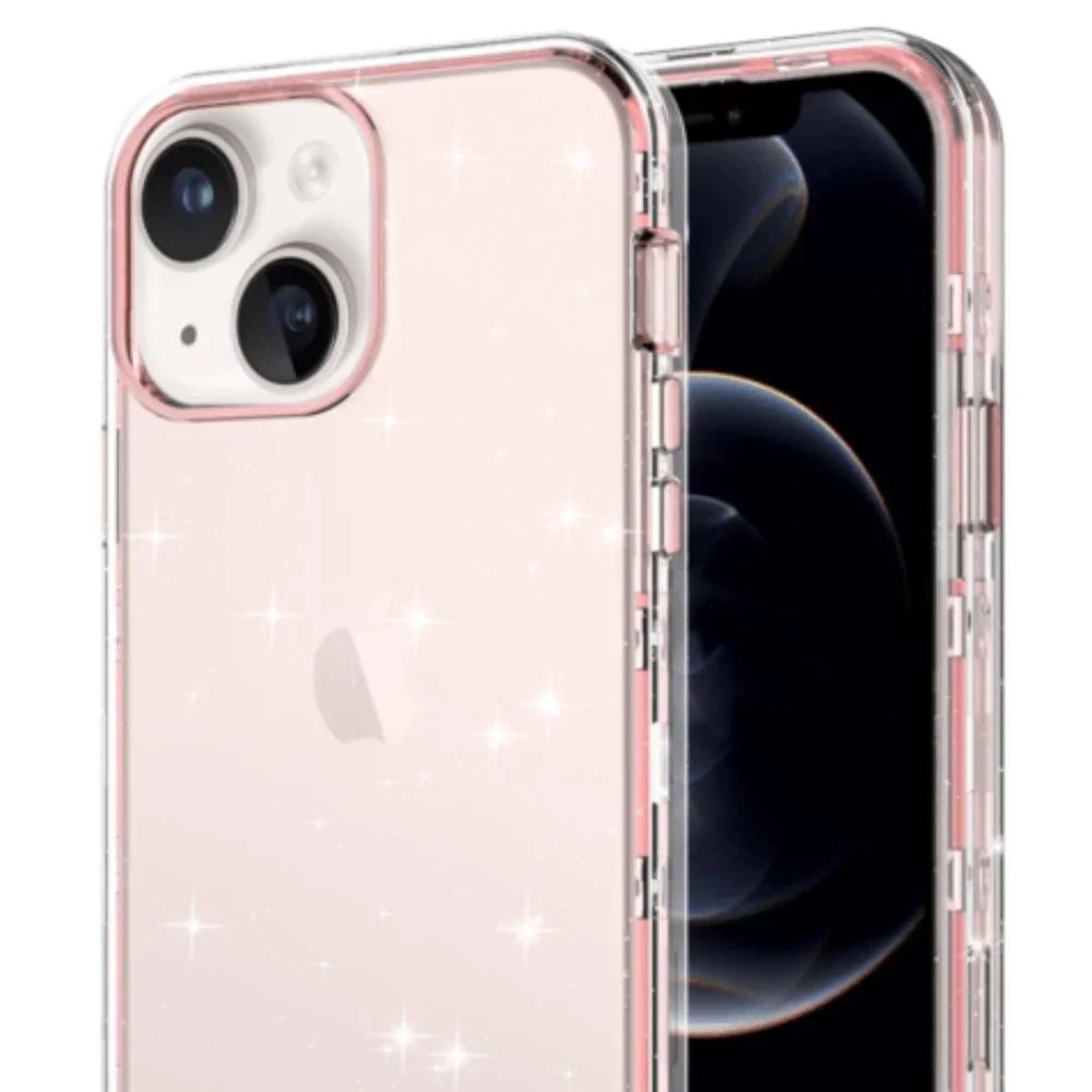 iPhone 14 / 13 Glossy Protector Case - GLITTER PINK